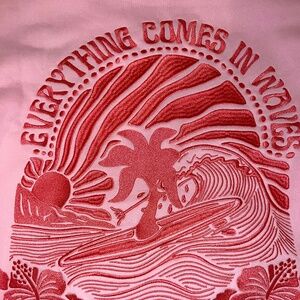 Pink Palm Puff Hoodie Sweatshirt-Everything Comes in Waves-size M